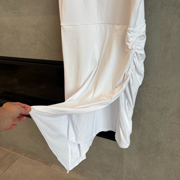 Susana Monaco Pleat Front Asymmetrical Hem Stretchy BodyCon Dress, Size L - Picture 5 of 12